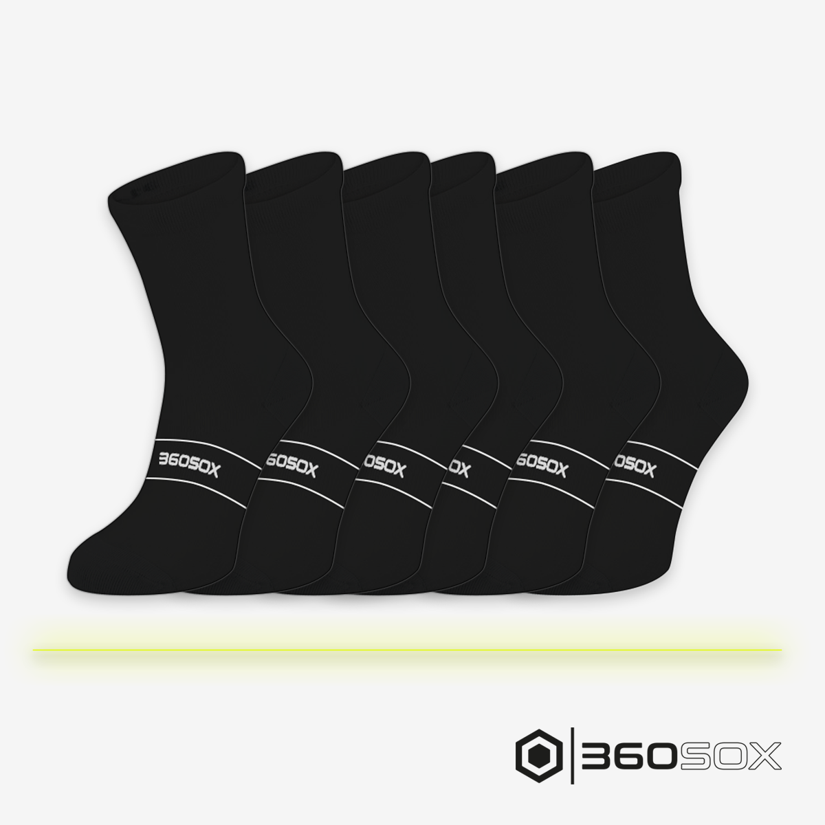 Schwarze Mid Sox Kompressionssocken, 6er-Pack