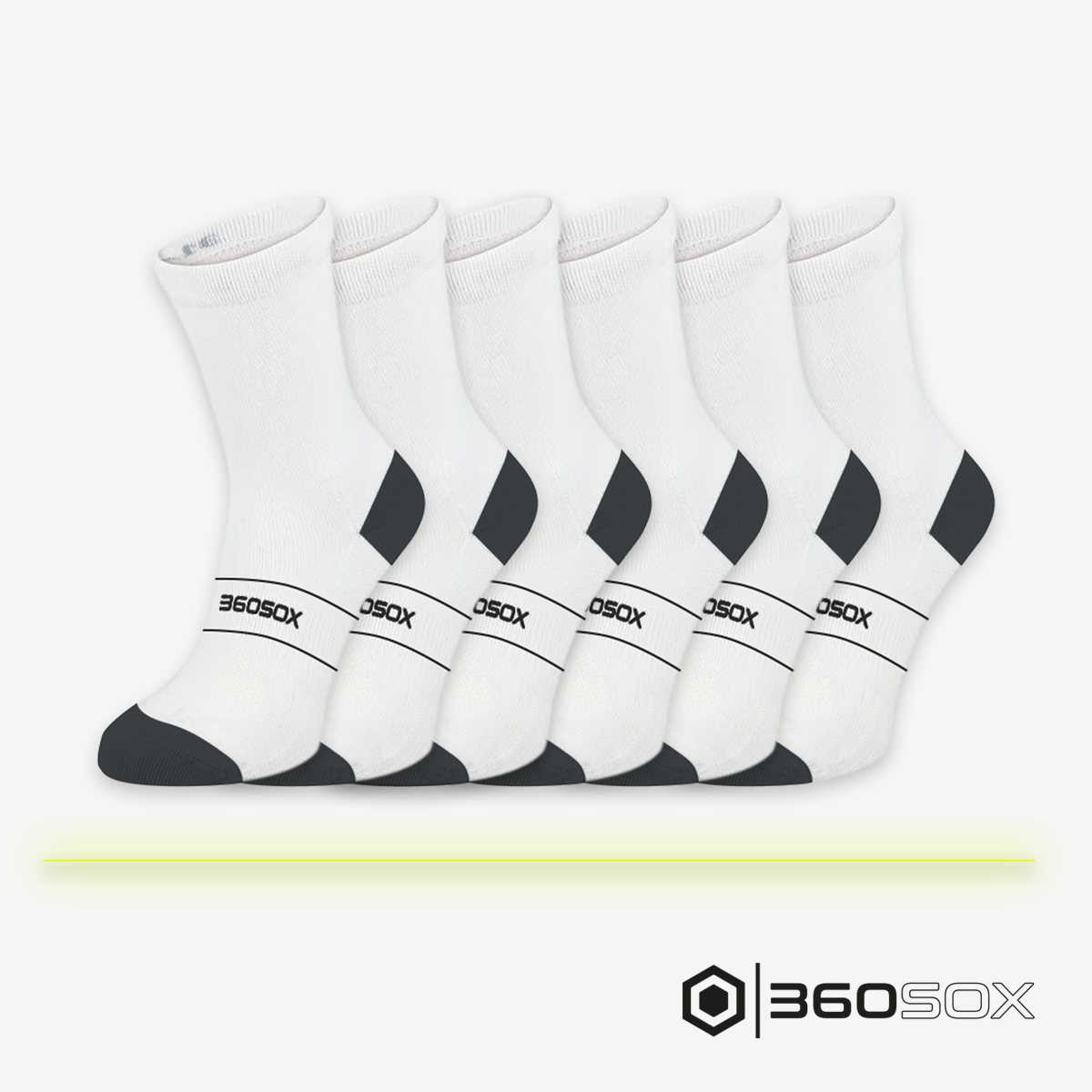 Weiße Mid Sox Kompressionssocken, 6er-Pack