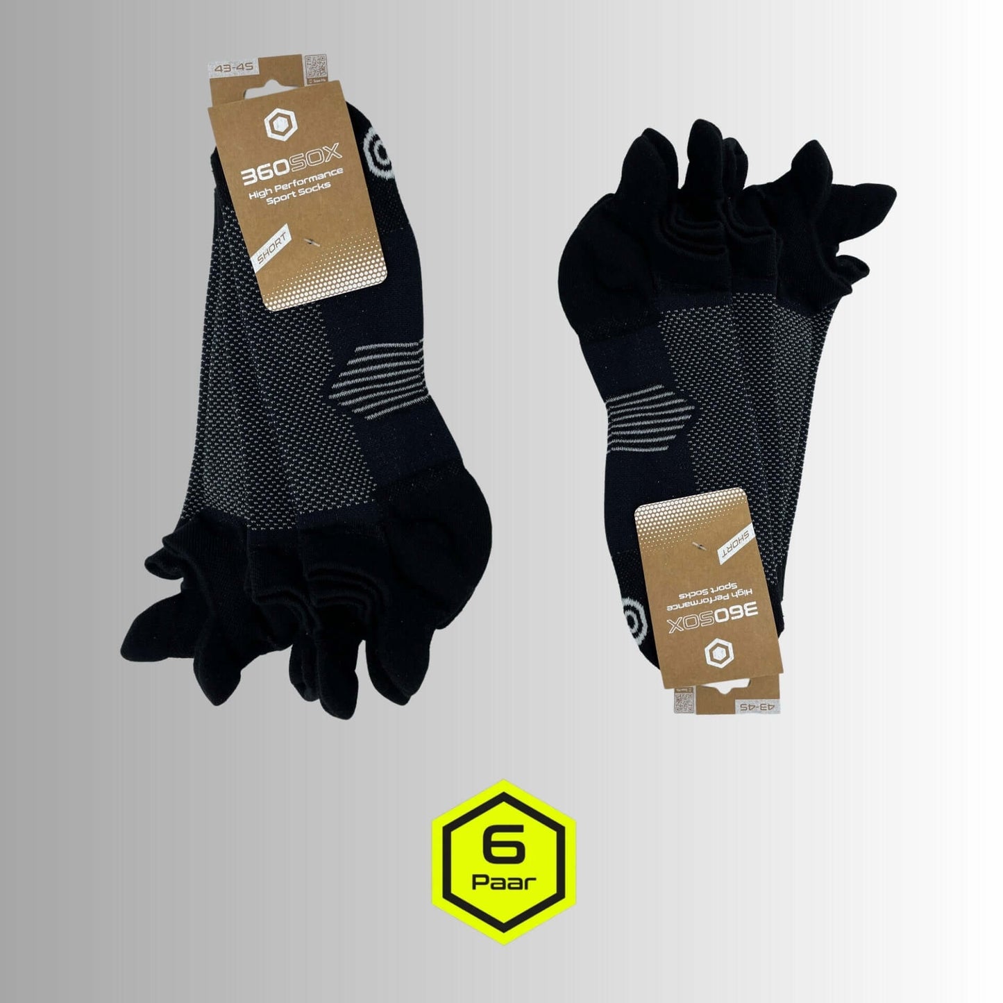 Als 6er Pack günstiger: die atmungsaktiven SHORT SOX von 360SOX
