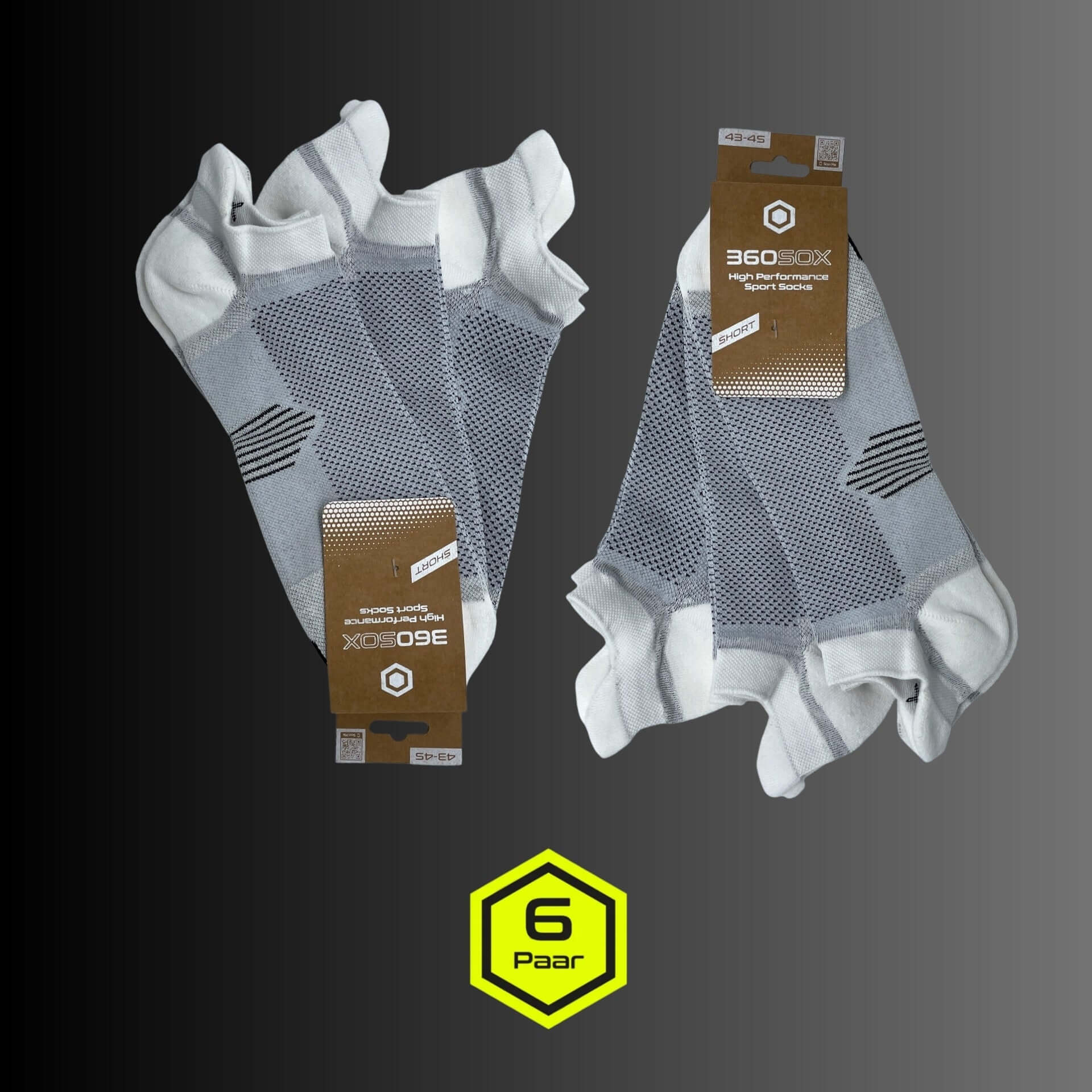 Als 6er Pack günstiger: die atmungsaktiven SHORT SOX von 360SOX