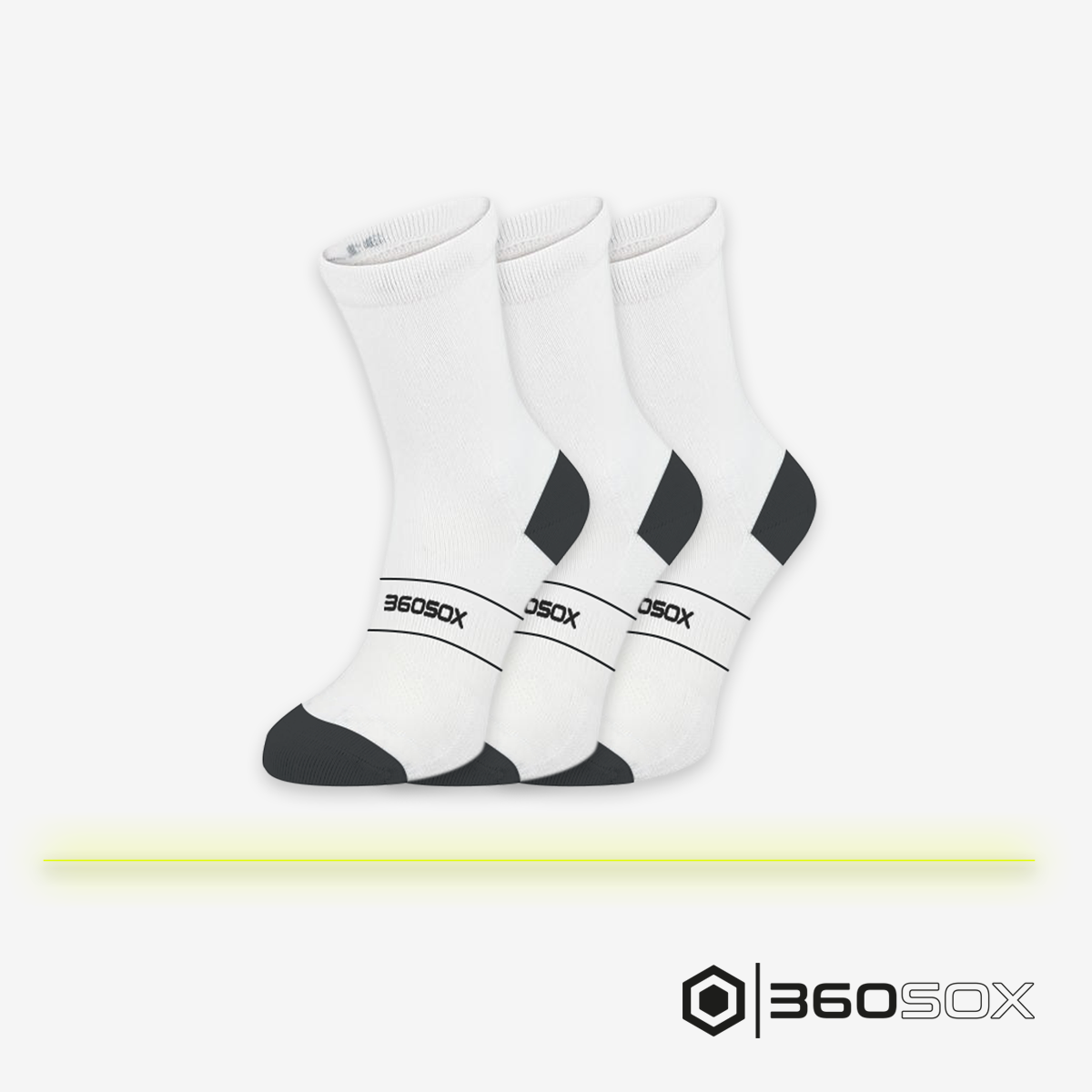 Weiße Mid Sox Kompressionssocken, 3er-Pack
